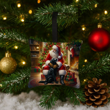 Load image into Gallery viewer, Labrador Retriever and Santa Claus Hanging Square Fabric Ornament 3.5 × 3.5