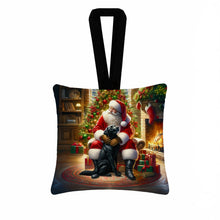 Load image into Gallery viewer, Labrador Retriever and Santa Claus Hanging Square Fabric Ornament 3.5 × 3.5