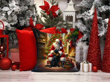 Load image into Gallery viewer, Labrador Retriever and Santa Claus Throw Pillow - 14x14 Decorative Pillow – Art for Your Home &amp; Patio