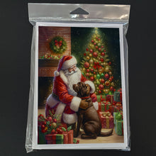 Load image into Gallery viewer, Labrador Retriever and Santa Claus Greeting Cards - Blank Note Cards – 8-Pack of Artist-Designed Cards with Envelopes