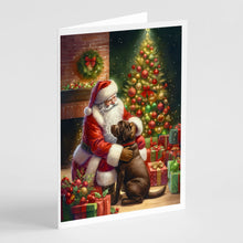 Load image into Gallery viewer, Labrador Retriever and Santa Claus Greeting Cards - Blank Note Cards – 8-Pack of Artist-Designed Cards with Envelopes