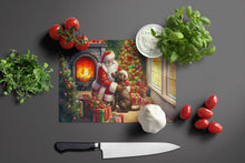 Load image into Gallery viewer, Labrador Retriever and Santa Claus Glass Cutting Boards – Durable, Decorative Kitchen Art