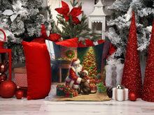 Load image into Gallery viewer, Labrador Retriever and Santa Claus Throw Pillow - 14x14 Decorative Pillow – Art for Your Home &amp; Patio