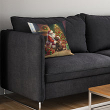 Load image into Gallery viewer, Labrador Retriever and Santa Claus Throw Pillow - 14x14 Decorative Pillow – Art for Your Home &amp; Patio