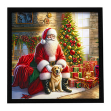 Load image into Gallery viewer, Labrador Retriever and Santa Claus Framed Metal Print