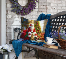 Load image into Gallery viewer, Labrador Retriever and Santa Claus Throw Pillow