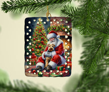 Load image into Gallery viewer, Lakeland Terrier and Santa Claus Porcelain Ornament