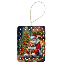 Load image into Gallery viewer, Lakeland Terrier and Santa Claus Porcelain Ornament