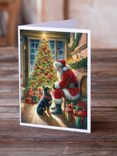 Load image into Gallery viewer, Lancashire Heeler and Santa Claus Greeting Cards - Blank Note Cards – 8-Pack of Artist-Designed Cards with Envelopes