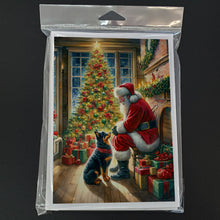 Load image into Gallery viewer, Lancashire Heeler and Santa Claus Greeting Cards - Blank Note Cards – 8-Pack of Artist-Designed Cards with Envelopes