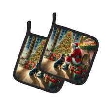 Load image into Gallery viewer, Lancashire Heeler and Santa Claus Pot Holders - Set of 2 Decorative Kitchen Helpers | Made in the USA
