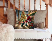 Load image into Gallery viewer, Lancashire Heeler and Santa Claus Throw Pillow - 14x14 Decorative Pillow – Art for Your Home &amp; Patio