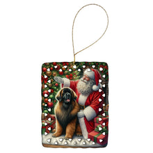 Load image into Gallery viewer, Leonberger and Santa Claus Porcelain Ornament
