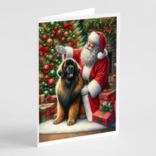 Load image into Gallery viewer, Leonberger and Santa Claus Greeting Cards - Blank Note Cards – 8-Pack of Artist-Designed Cards with Envelopes