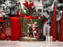 Load image into Gallery viewer, Leonberger and Santa Claus Throw Pillow - 14x14 Decorative Pillow – Art for Your Home &amp; Patio