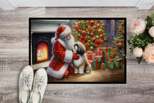 Load image into Gallery viewer, Lhasa Apso and Santa Claus Doormat-24x36 Indoor / Outdoor Rug | Made in USA