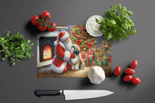 Load image into Gallery viewer, Lhasa Apso and Santa Claus Glass Cutting Boards – Durable, Decorative Kitchen Art
