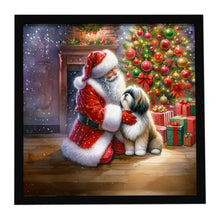 Load image into Gallery viewer, Lhasa Apso and Santa Claus Framed Metal Print