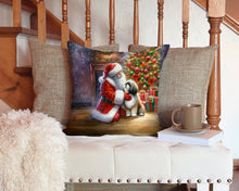 Load image into Gallery viewer, Lhasa Apso and Santa Claus Throw Pillow - 14x14 Decorative Pillow – Art for Your Home &amp; Patio