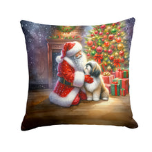 Load image into Gallery viewer, Lhasa Apso and Santa Claus Throw Pillow - 14x14 Decorative Pillow – Art for Your Home &amp; Patio