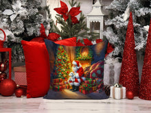 Load image into Gallery viewer, Maltese and Santa Claus Throw Pillow - 14x14 Decorative Pillow – Art for Your Home &amp; Patio