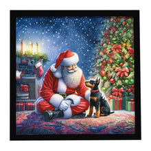 Load image into Gallery viewer, Manchester Terrier and Santa Claus Framed Metal Print