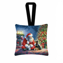 Load image into Gallery viewer, Manchester Terrier and Santa Claus Hanging Square Fabric Ornament 3.5 × 3.5