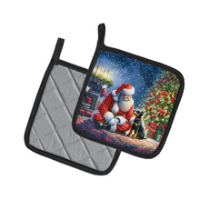 Load image into Gallery viewer, Manchester Terrier and Santa Claus Pot Holders - Set of 2 Decorative Kitchen Helpers | Made in the USA