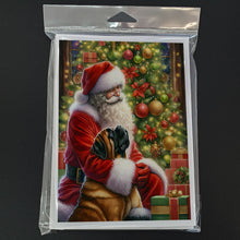 Load image into Gallery viewer, Mastiff and Santa Claus Greeting Cards - Blank Note Cards – 8-Pack of Artist-Designed Cards with Envelopes