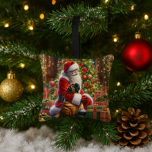 Load image into Gallery viewer, Mastiff and Santa Claus Hanging Square Fabric Ornament 3.5 × 3.5
