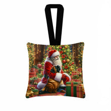 Load image into Gallery viewer, Mastiff and Santa Claus Hanging Square Fabric Ornament 3.5 × 3.5