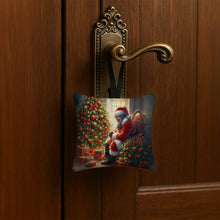 Load image into Gallery viewer, Miniature Pinscher and Santa Claus Hanging Square Fabric Ornament 3.5 × 3.5