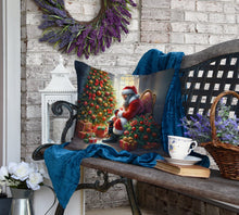 Load image into Gallery viewer, Miniature Pinscher and Santa Claus Throw Pillow