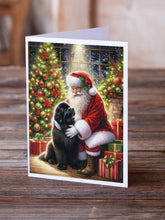 Load image into Gallery viewer, Newfoundland and Santa Claus Greeting Cards - Blank Note Cards – 8-Pack of Artist-Designed Cards with Envelopes