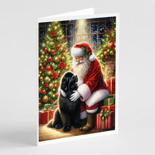 Load image into Gallery viewer, Newfoundland and Santa Claus Greeting Cards - Blank Note Cards – 8-Pack of Artist-Designed Cards with Envelopes
