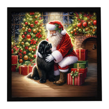 Load image into Gallery viewer, Newfoundland and Santa Claus Framed Metal Print
