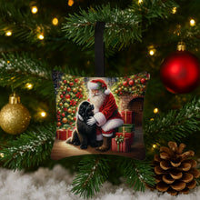 Load image into Gallery viewer, Newfoundland and Santa Claus Hanging Square Fabric Ornament 3.5 × 3.5