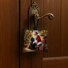 Load image into Gallery viewer, Newfoundland and Santa Claus Hanging Square Fabric Ornament 3.5 × 3.5