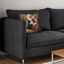 Load image into Gallery viewer, Newfoundland and Santa Claus Throw Pillow - 14x14 Decorative Pillow – Art for Your Home &amp; Patio