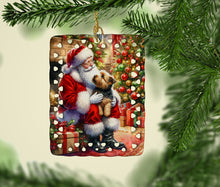 Load image into Gallery viewer, Norfolk Terrier and Santa Claus Porcelain Ornament