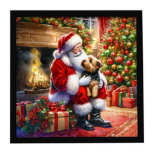 Load image into Gallery viewer, Norfolk Terrier and Santa Claus Framed Metal Print
