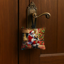 Load image into Gallery viewer, Norfolk Terrier and Santa Claus Hanging Square Fabric Ornament 3.5 × 3.5
