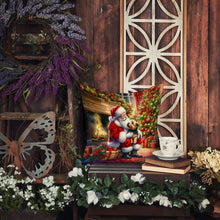 Load image into Gallery viewer, Norfolk Terrier and Santa Claus Throw Pillow - 14x14 Decorative Pillow – Art for Your Home &amp; Patio