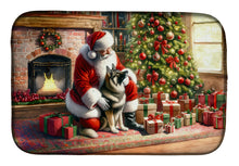 Load image into Gallery viewer, Norwegian Elkhound and Santa Claus Dish Drying Mat