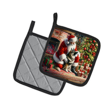 Load image into Gallery viewer, Norwegian Elkhound and Santa Claus Pot Holders - Set of 2 Decorative Kitchen Helpers | Made in the USA