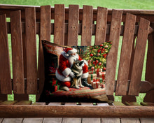 Load image into Gallery viewer, Norwegian Elkhound and Santa Claus Throw Pillow - 14x14 Decorative Pillow – Art for Your Home &amp; Patio