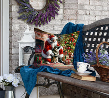 Load image into Gallery viewer, Norwegian Elkhound and Santa Claus Throw Pillow