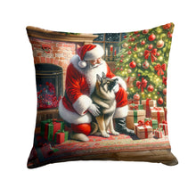 Load image into Gallery viewer, Norwegian Elkhound and Santa Claus Throw Pillow