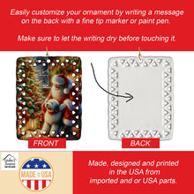 Load image into Gallery viewer, Old English Sheepdog and Santa Claus Porcelain Ornament