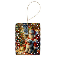 Load image into Gallery viewer, Old English Sheepdog and Santa Claus Porcelain Ornament